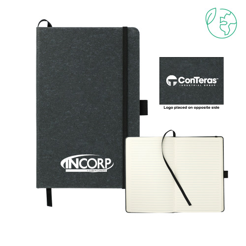 5.5 x 8.5 Black FSC Mix Recycled Leather Bound Journal-Incorp