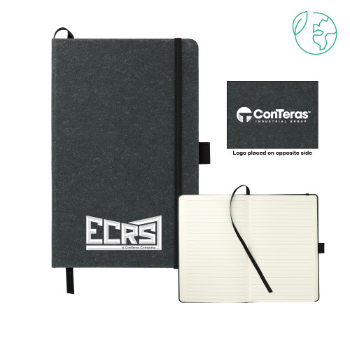 5.5 x 8.5 Black FSC Mix Recycled Leather Bound Journal-ECRS