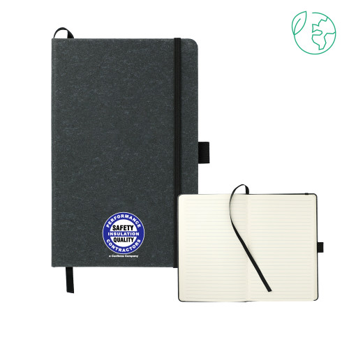 5.5 x 8.5 Black FSC Mix Recycled Leather Bound Journal-Performance Insulation Contractors