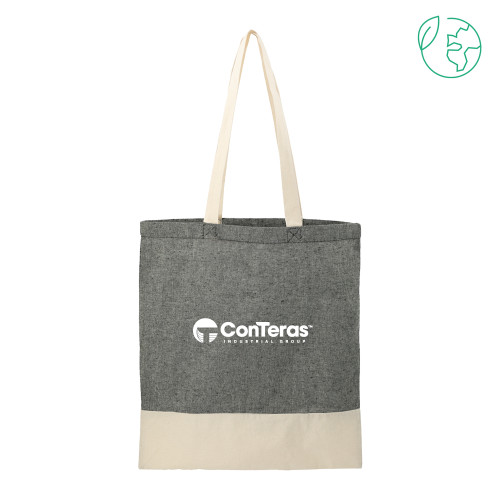 Split Recycled Black Cotton Twill Convention Tote-ConTeras Industrial Group