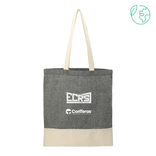 Split Recycled Black Cotton Twill Convention Tote-ECRS ConTeras Cobrand