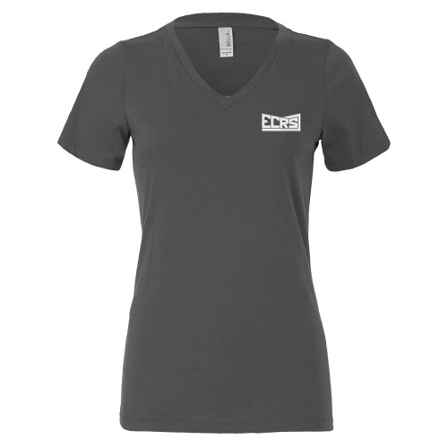 Bella + Canvas Womens Asphalt V Neck Cotton T Shirt-ECRS