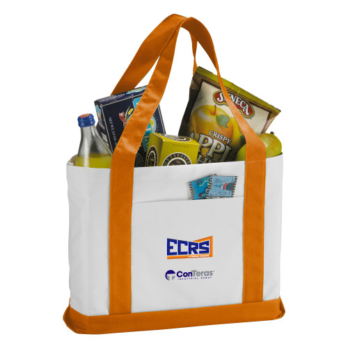 Contender White/Orange Canvas Tote-ECRS ConTeras Cobrand