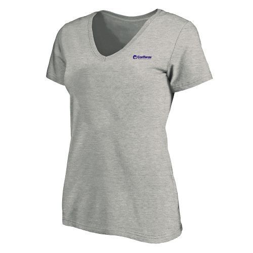 Womens Plus Heather Grey V Neck T Shirt-ConTeras Industrial Group - Plus