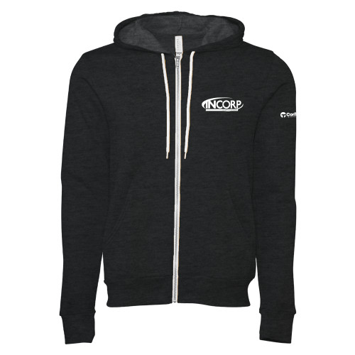 Bella + Canvas Dark Grey Heather Full Zip Hood-Incorp