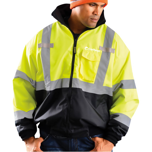 Safety Yellow ANSI 107 Class 3 Bomber Jacket-ConTeras Industrial Group