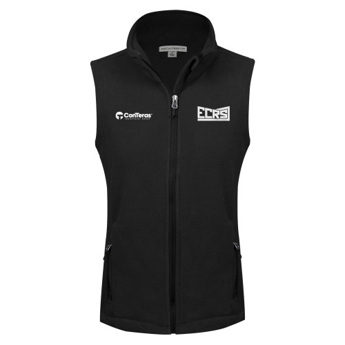 Womens Black Fleece Full Zip Vest-ECRS