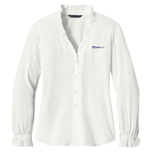 Brooks Brothers Womens Off White Long Sleeve Ruffle Collar Blouse-ConTeras Industrial Group