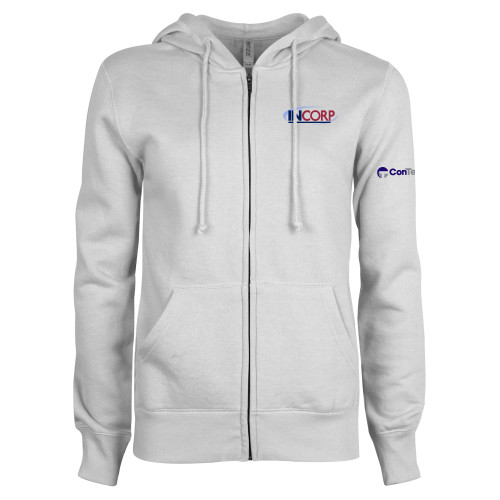 ENZA Womens White Fleece Full Zip Hoodie-Incorp