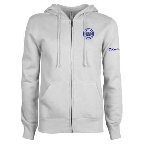 ENZA Womens White Fleece Full Zip Hoodie-Performance Insulation Contractors