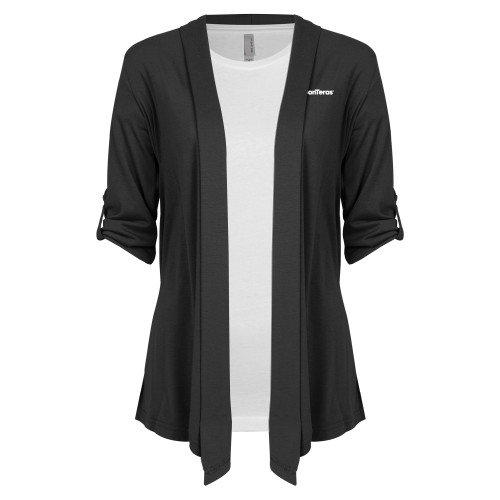 Womens Grey Drape Front Cardigan Sweater-ConTeras Industrial Group