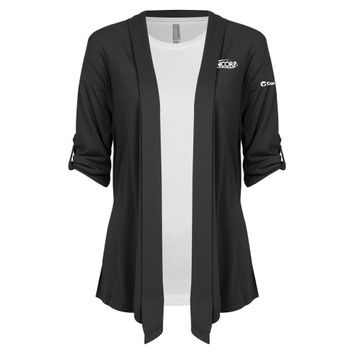 Womens Grey Drape Front Cardigan Sweater-Incorp