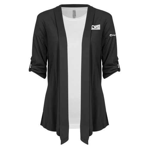 Womens Grey Drape Front Cardigan Sweater-ECRS