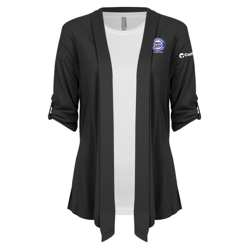 Womens Grey Drape Front Cardigan Sweater-Performance Insulation Contractors