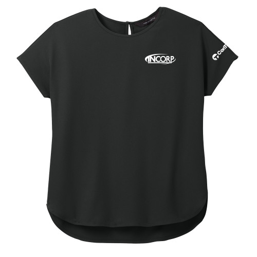 Mercer + Mettle Womens Black Stretch Crepe Crew-Incorp