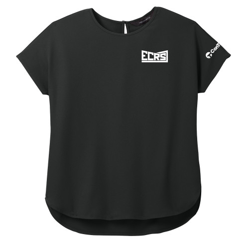 Mercer + Mettle Womens Black Stretch Crepe Crew-ECRS