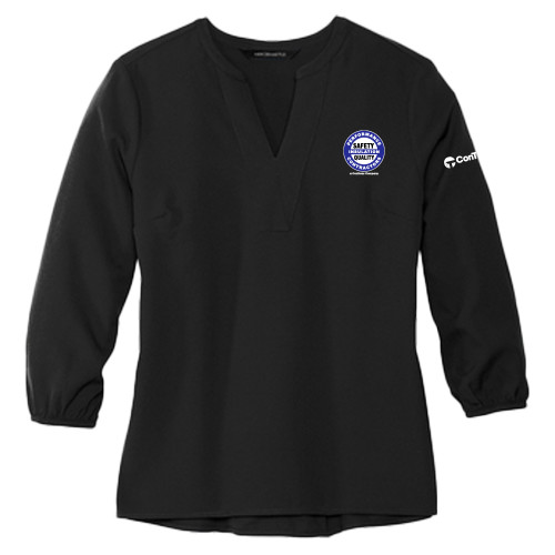 Mercer + Mettle Womens Black 3/4 Sleeve Crepe Blouse-Performance Insulation Contractors