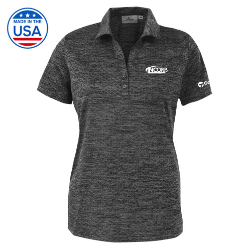 Womens Charcoal Honeycomb Jacquard Polo-Incorp