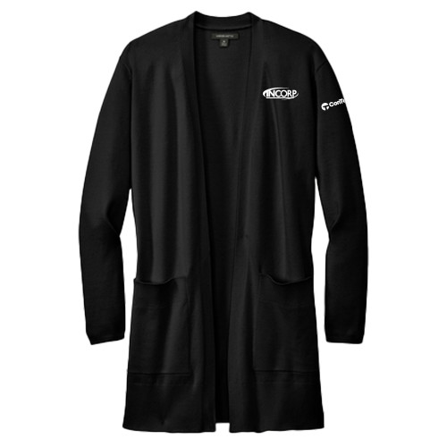 Mercer + Mettle Womens Black Open Front Cardigan Sweater-Incorp