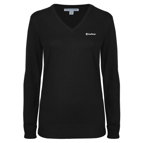 Womens Black VNeck Sweater -ConTeras Industrial Group