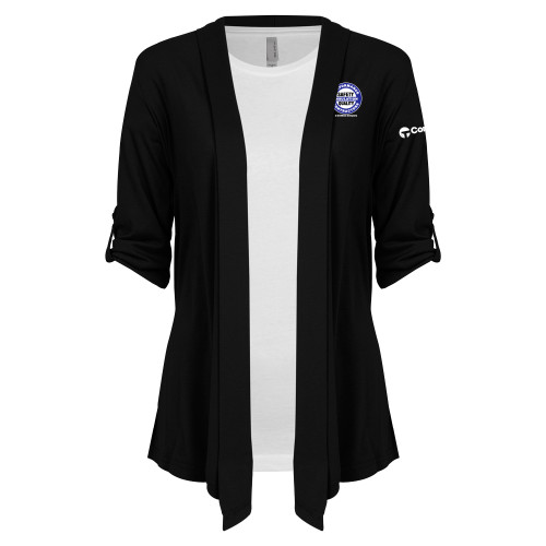 Womens Black Drape Front Cardigan Sweater-Performance Insulation Contractors