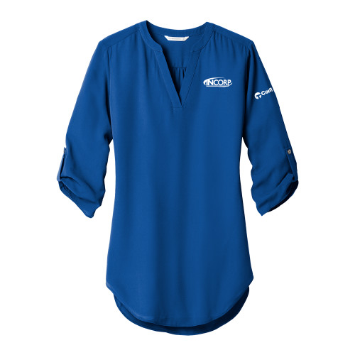 Womens Royal 3/4 Sleeve Tunic Blouse-Incorp