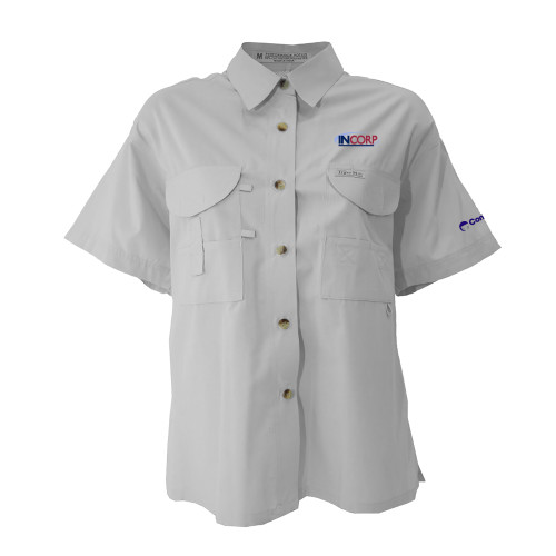 Womens White Fishing Shirt Performance Short Sleeve -Incorp