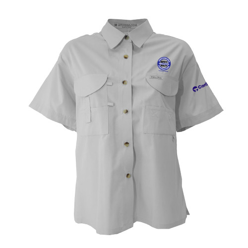 Womens White Fishing Shirt Performance Short Sleeve -Performance Insulation Contractors