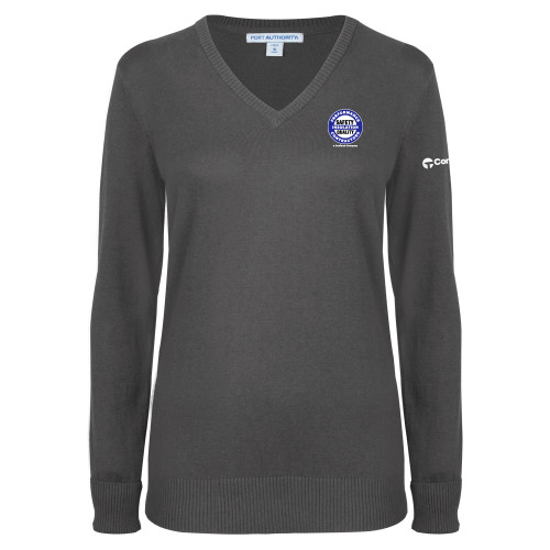Womens Charcoal Heather VNeck Sweater -Performance Insulation Contractors