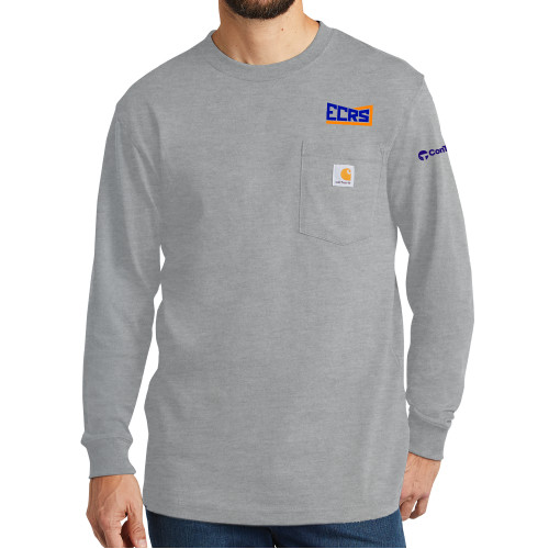 Carhartt Workwear Heather Grey Long Sleeve Pocket T Shirt-ECRS