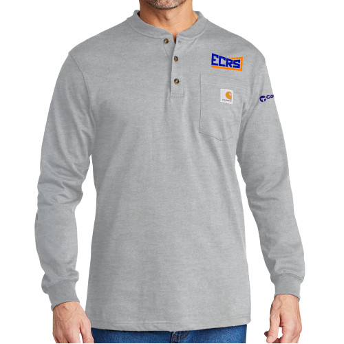 Carhartt Heather Grey Long Sleeve Henley Shirt-ECRS