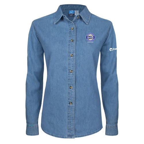 Womens Denim Long Sleeve Shirt-Performance Insulation Contractors