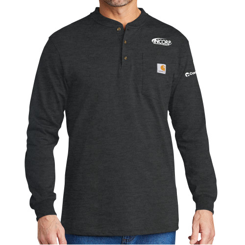 Carhartt Carbon Heather Long Sleeve Henley Shirt-Incorp