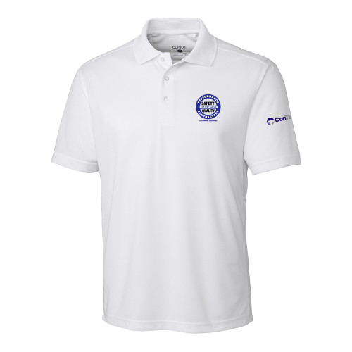 C&B White Clique Ice Pique Polo-Performance Insulation Contractors
