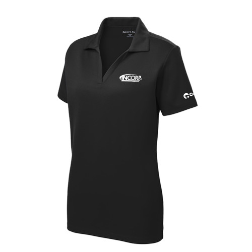 Womens Black Dry Mesh Polo-Incorp