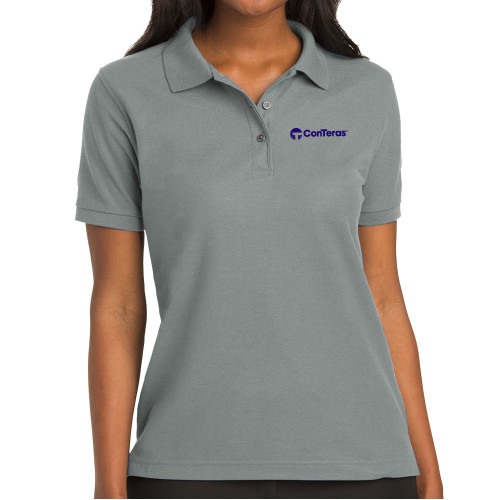 Womens Silk Touch Cool Grey Pique Polo-ConTeras Industrial Group