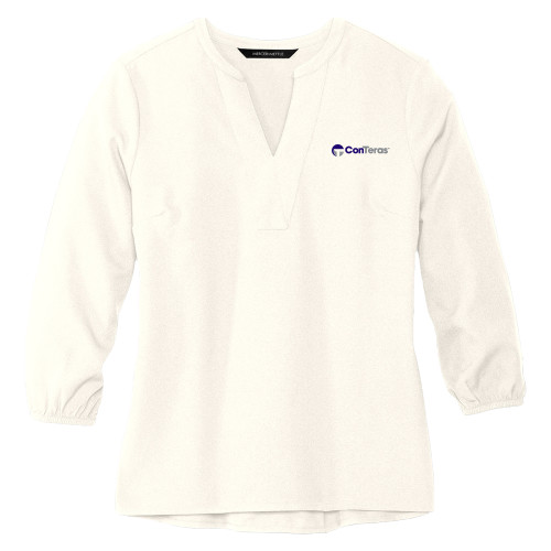 Mercer + Mettle Womens Ivory 3/4 Sleeve Crepe Blouse-ConTeras Industrial Group