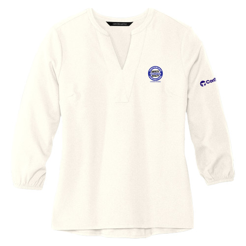 Mercer + Mettle Womens Ivory 3/4 Sleeve Crepe Blouse-Performance Insulation Contractors