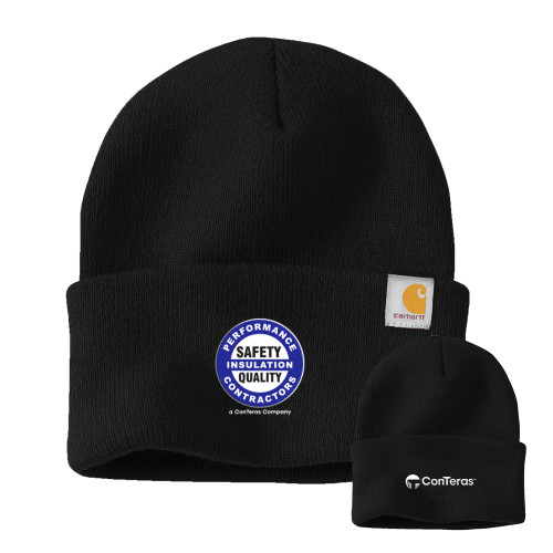 Carhartt Black Knit Beanie w/Cuff-Performance Insulation Contractors ConTeras CoBrand