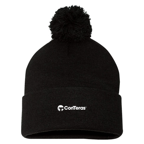 Sportsman Black Pom Pom Cuffed Beanie-ConTeras Industrial Group
