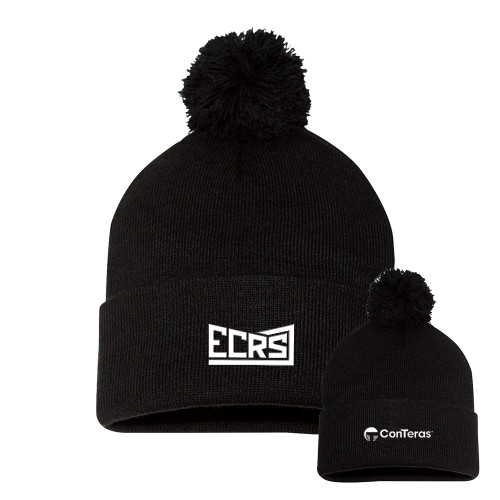 Sportsman Black Pom Pom Cuffed Beanie-ECRS ConTeras CoBrand