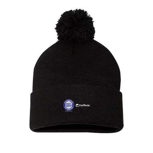 Sportsman Black Pom Pom Cuffed Beanie-Performance Insulation Contractors ConTeras CoBrand