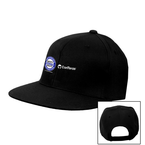 Black Flat Bill Snapback Hat-Performance Insulation Contractors ConTeras CoBrand