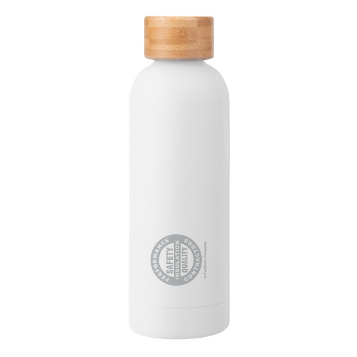 Blair White Stainless Steel Bottle w/ Bamboo Lid 17 oz-Performance Insulation Contractors Engraved