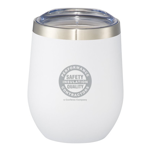 Corzo Vacuum Insulated White Cup 12oz-Performance Insulation Contractors Engraved