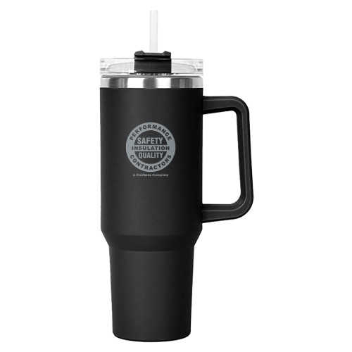 Hippo Black Mug & Straw Lid with Twist Closure 40 oz-Performance Insulation Contractors Engraved