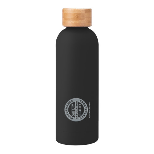 Blair Black Stainless Steel Bottle w/ Bamboo Lid 17 oz-Performance Insulation Contractors Engraved