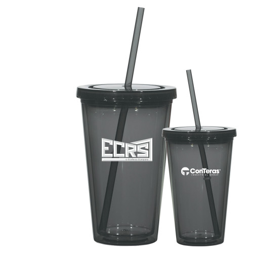 Madison Double Wall Charcoal Tumbler w/Straw 16oz-ECRS