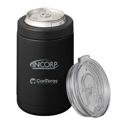 2 in 1 Black Can Cooler Tumbler 12oz-Incorp ConTeras Cobrand Engraved