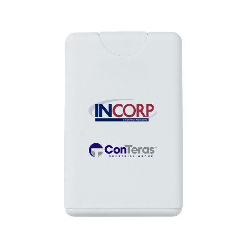 White .66 oz Card Shape Hand Sanitizer-Incorp ConTeras Cobrand